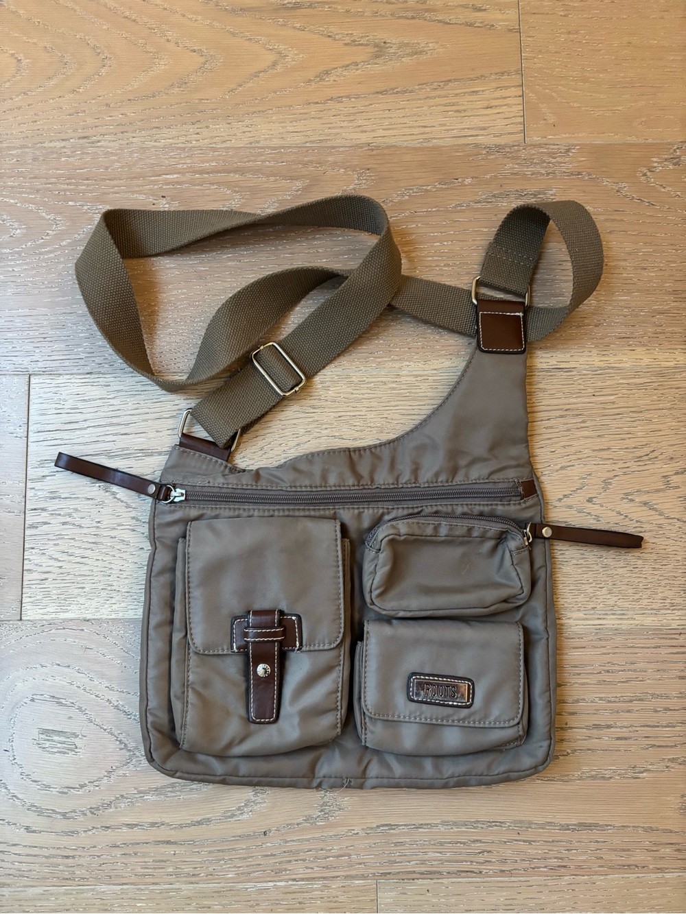 Roots Nylon Crossbody Satchel Bag